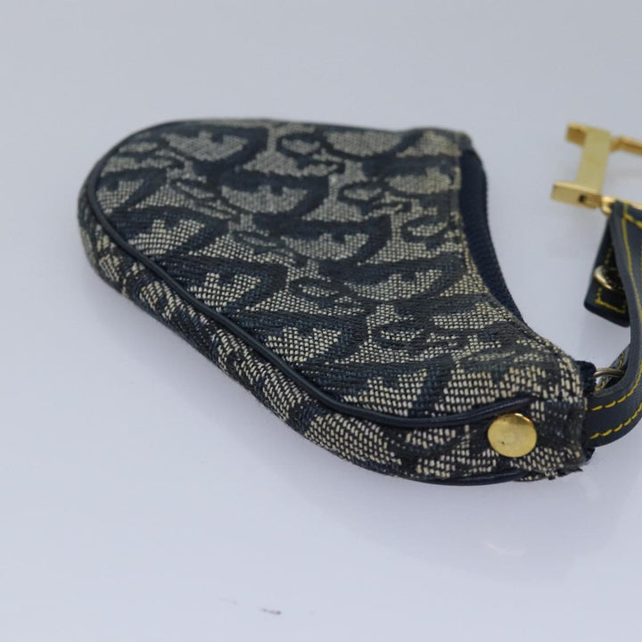CHRISTIAN Top quality Dior Trotter Canvas SaddleCoin Purse Coin Purse Blue Auth 84076