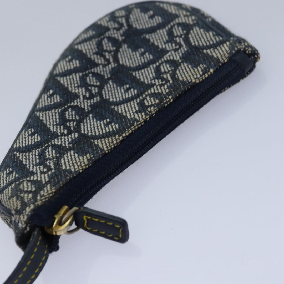 CHRISTIAN Top quality Dior Trotter Canvas SaddleCoin Purse Coin Purse Blue Auth 84076