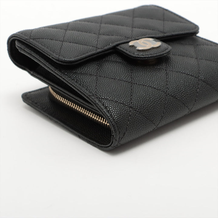 Top Quality Chanel Matrasse Caviar S Chain Wallet Black Gold