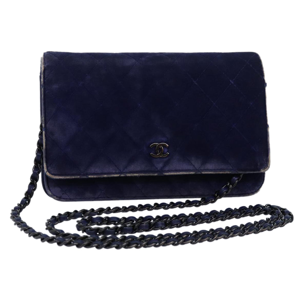 Top Quality Chanel Chain Shoulder Bag Moquette Navy CC Auth 84139