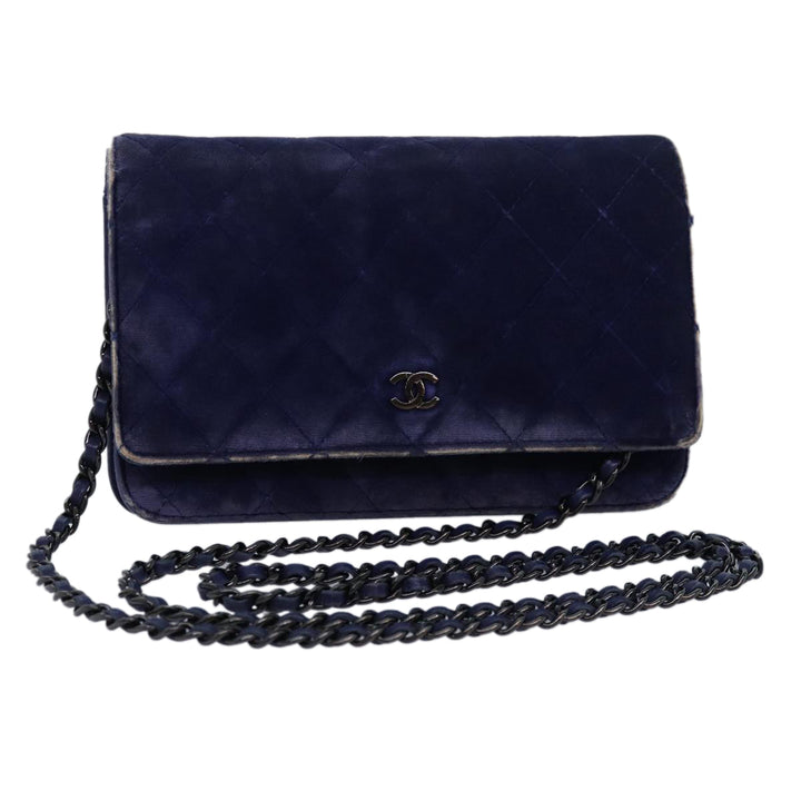 Top Quality Chanel Chain Shoulder Bag Moquette Navy CC Auth 84139
