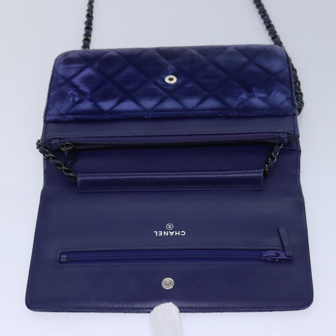 Top Quality Chanel Chain Shoulder Bag Moquette Navy CC Auth 84139