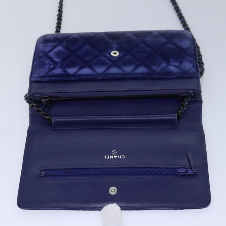 Top Quality Chanel Chain Shoulder Bag Moquette Navy CC Auth 84139