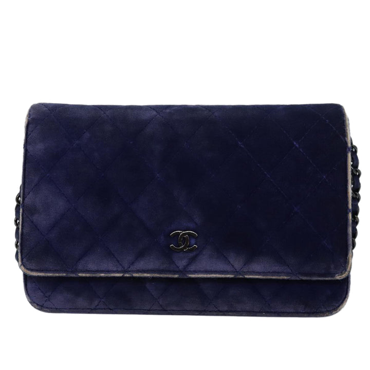 Top Quality Chanel Chain Shoulder Bag Moquette Navy CC Auth 84139