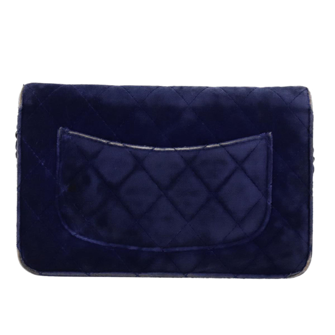 Top Quality Chanel Chain Shoulder Bag Moquette Navy CC Auth 84139