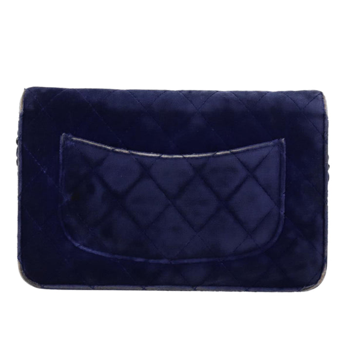 Top Quality Chanel Chain Shoulder Bag Moquette Navy CC Auth 84139
