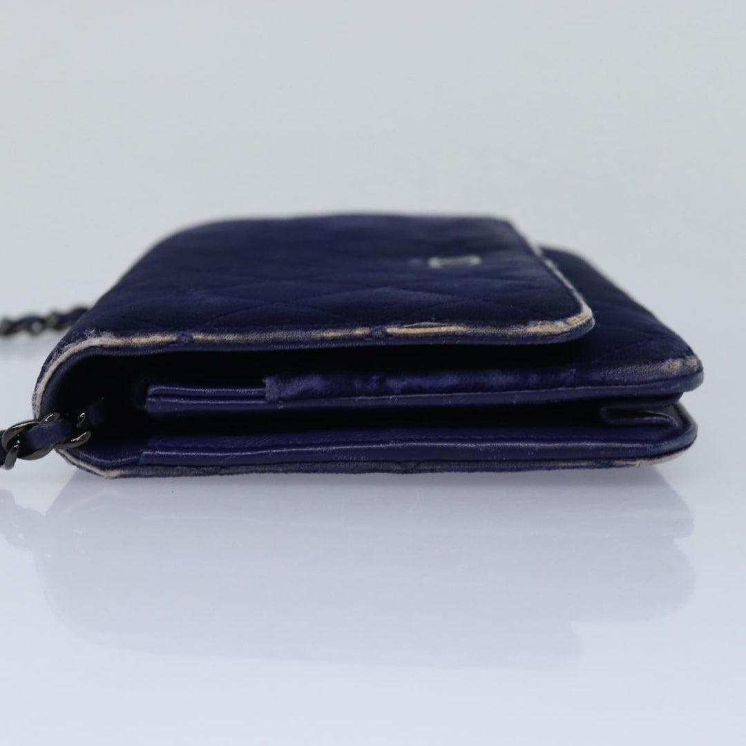 Top Quality Chanel Chain Shoulder Bag Moquette Navy CC Auth 84139
