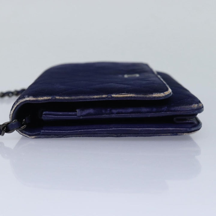 Top Quality Chanel Chain Shoulder Bag Moquette Navy CC Auth 84139