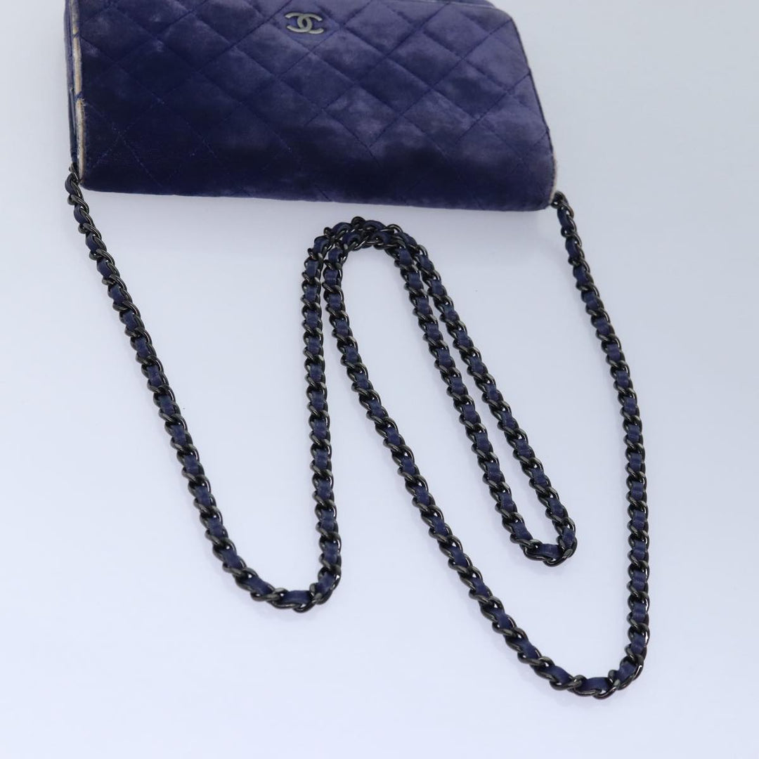 Top Quality Chanel Chain Shoulder Bag Moquette Navy CC Auth 84139