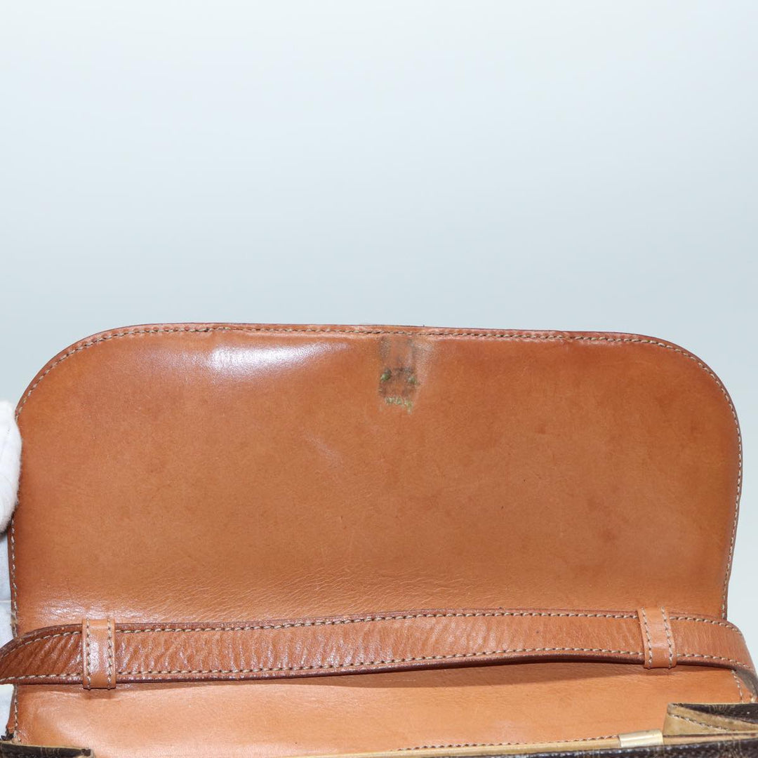 Celine Macadam Canvas Shoulder Bag PVC Leather Brown Auth 84209