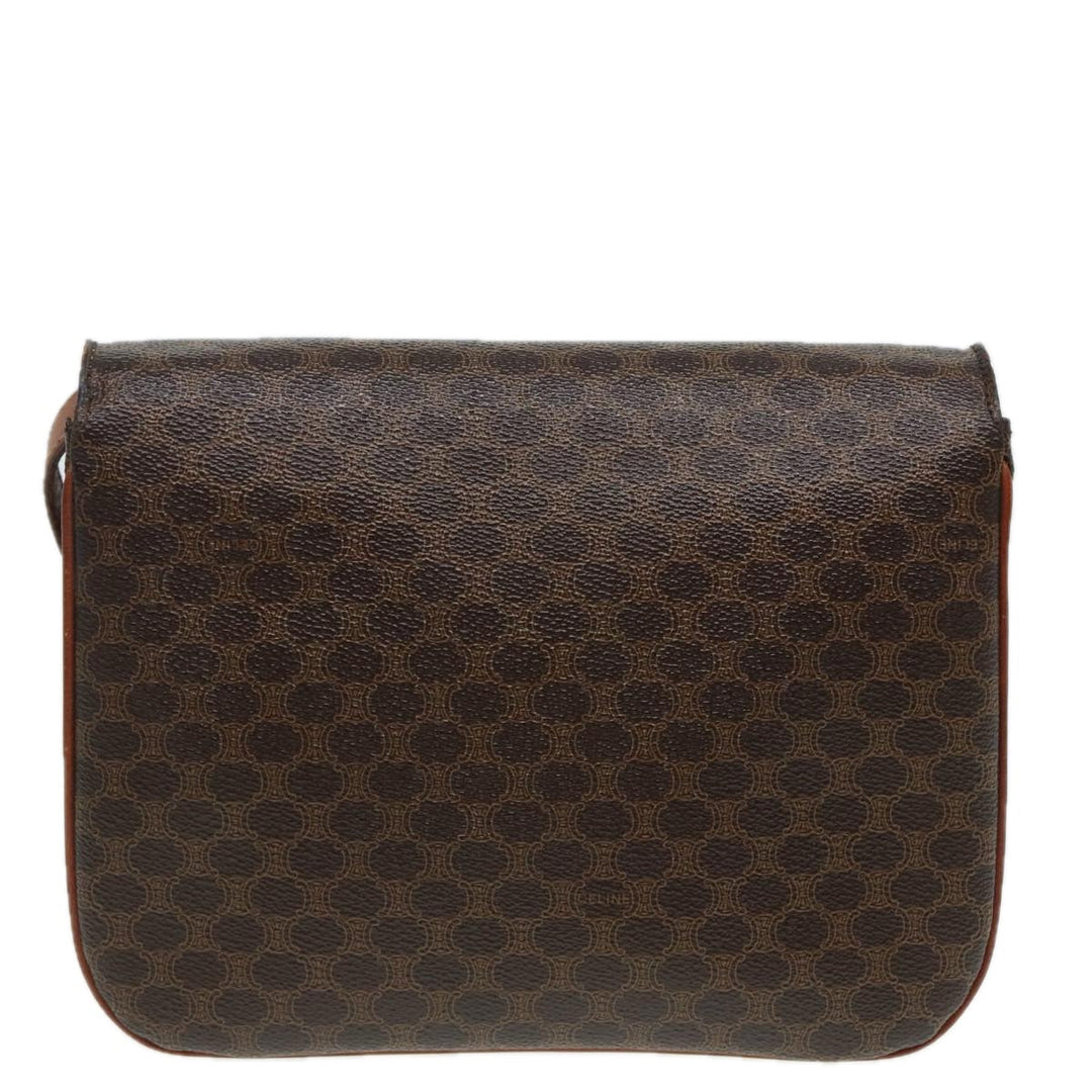 Celine Macadam Canvas Shoulder Bag PVC Leather Brown Auth 84209