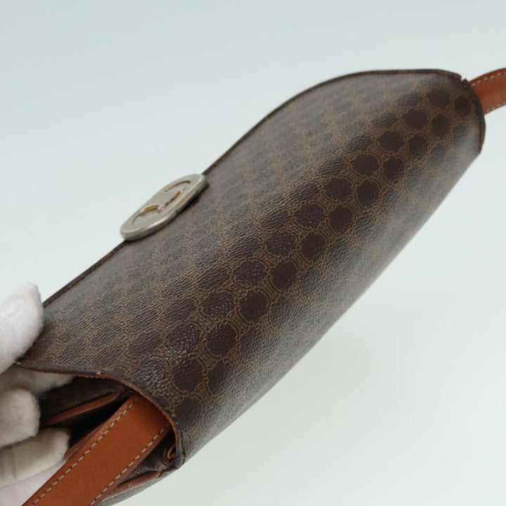 Celine Macadam Canvas Shoulder Bag PVC Leather Brown Auth 84209