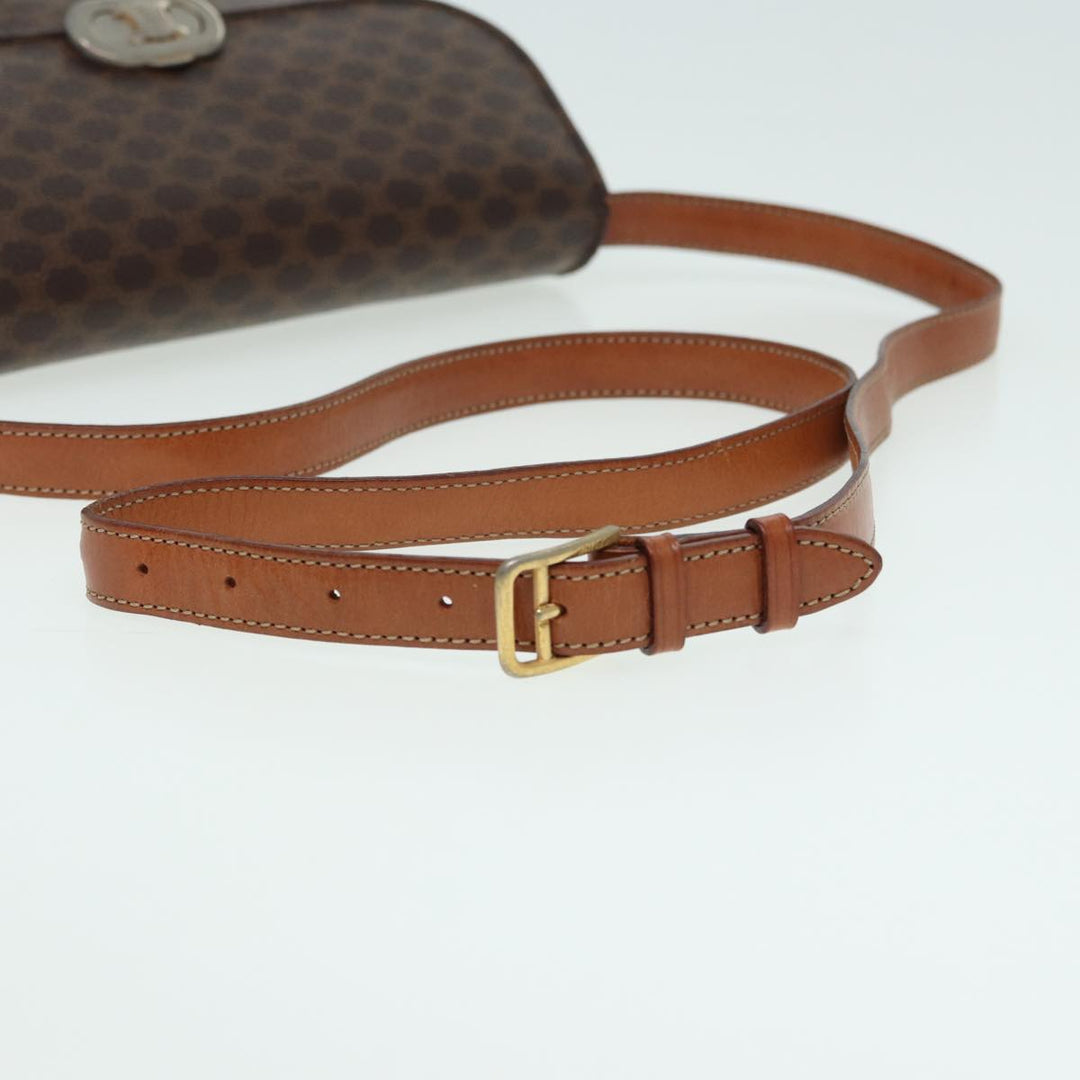 Celine Macadam Canvas Shoulder Bag PVC Leather Brown Auth 84209
