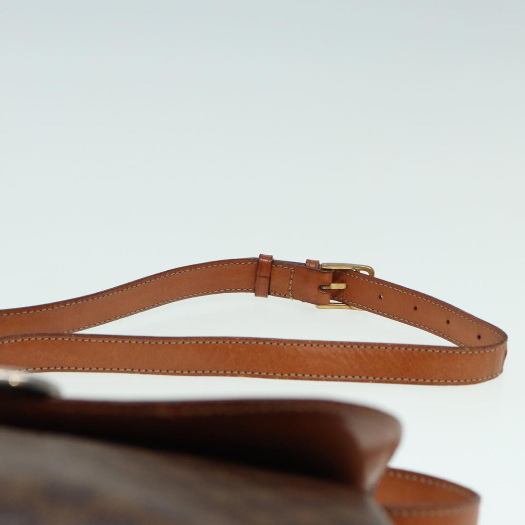 Celine Macadam Canvas Shoulder Bag PVC Leather Brown Auth 84209