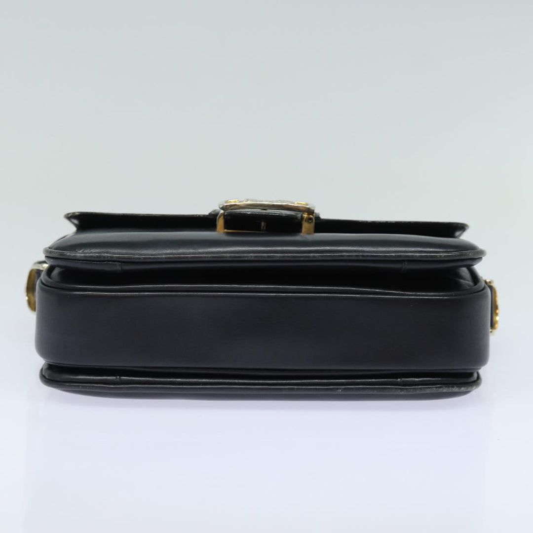 Celine Shoulder Bag Leather Black Auth 84213