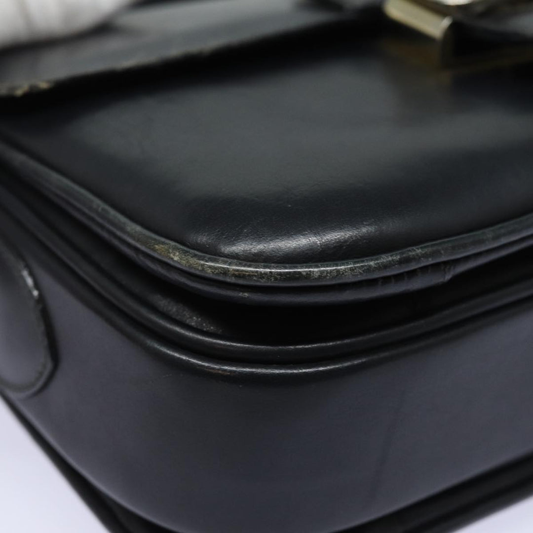 Celine Shoulder Bag Leather Black Auth 84213