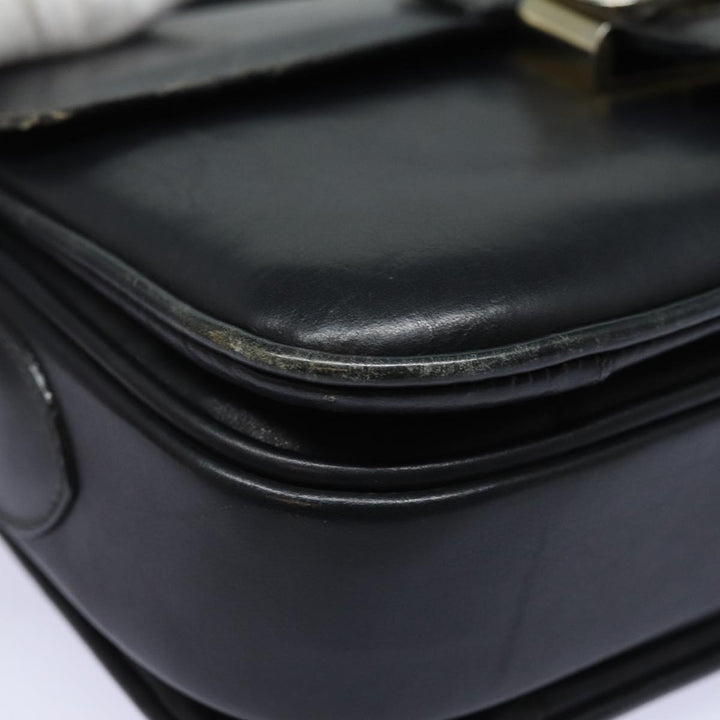 Celine Shoulder Bag Leather Black Auth 84213