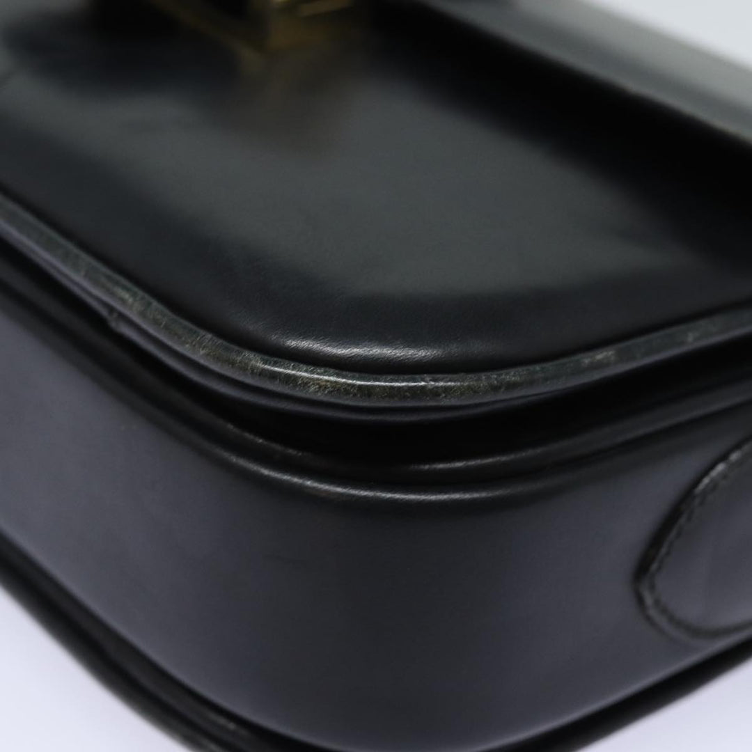 Celine Shoulder Bag Leather Black Auth 84213