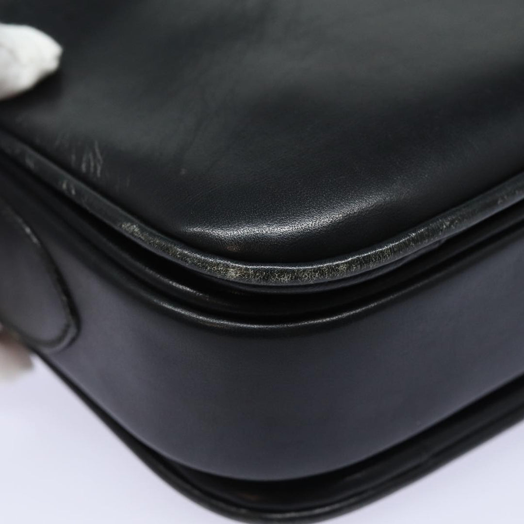 Celine Shoulder Bag Leather Black Auth 84213