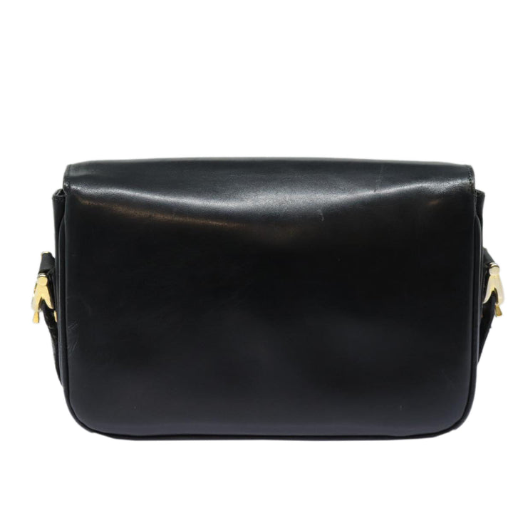 Celine Shoulder Bag Leather Black Auth 84213