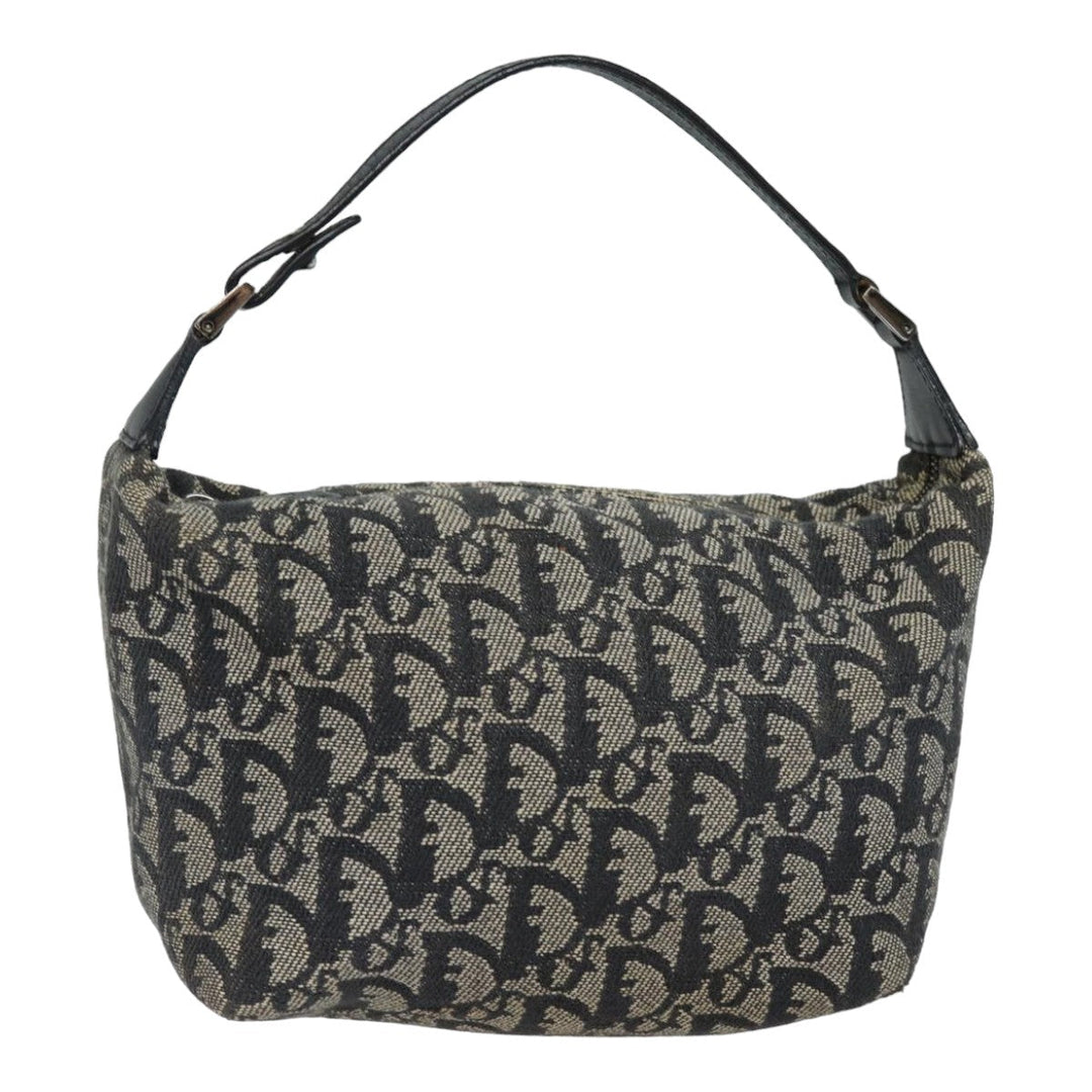 CHRISTIAN Top quality Dior Trotter Canvas Hand Bag Canvas Navy Auth 84218