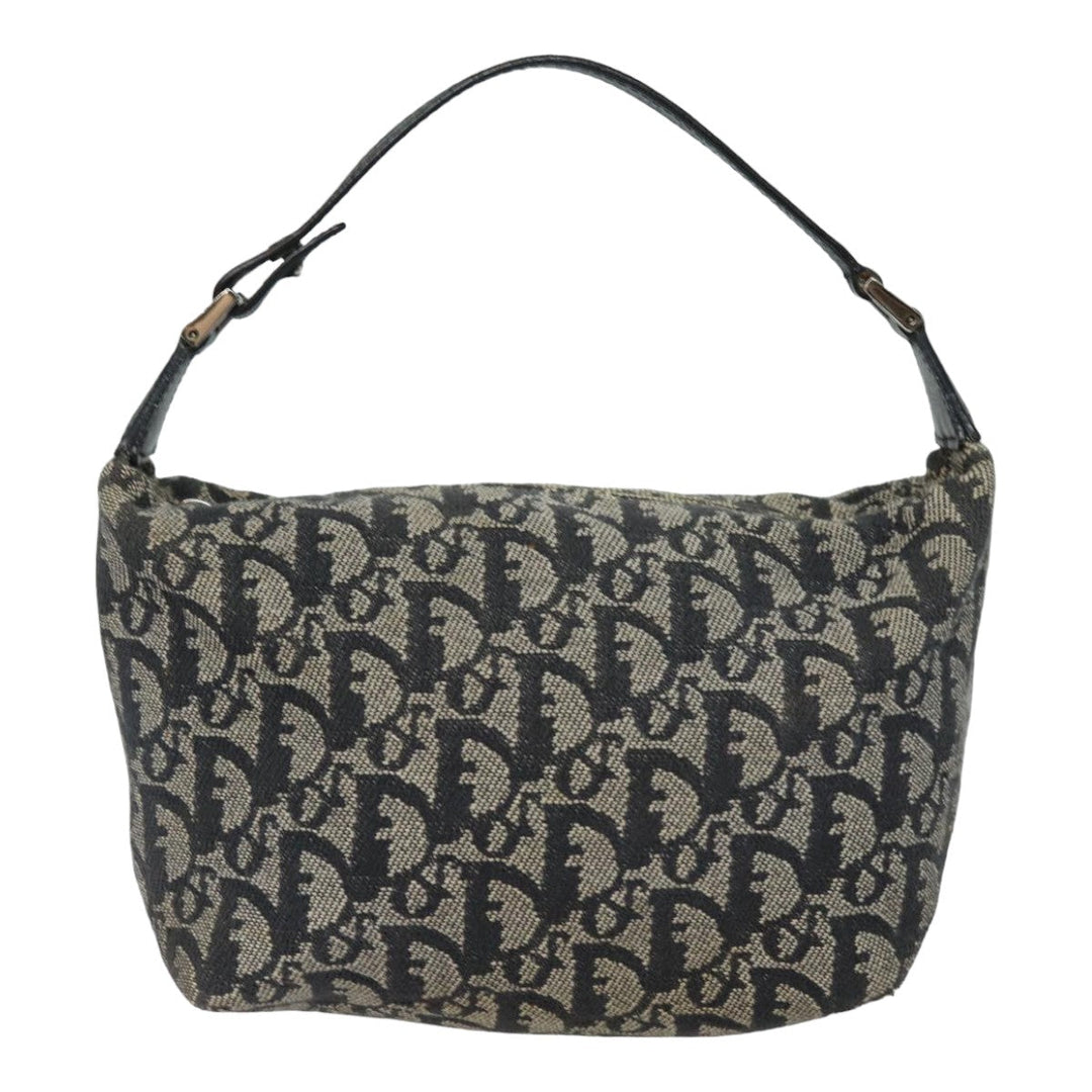 CHRISTIAN Top quality Dior Trotter Canvas Hand Bag Canvas Navy Auth 84218