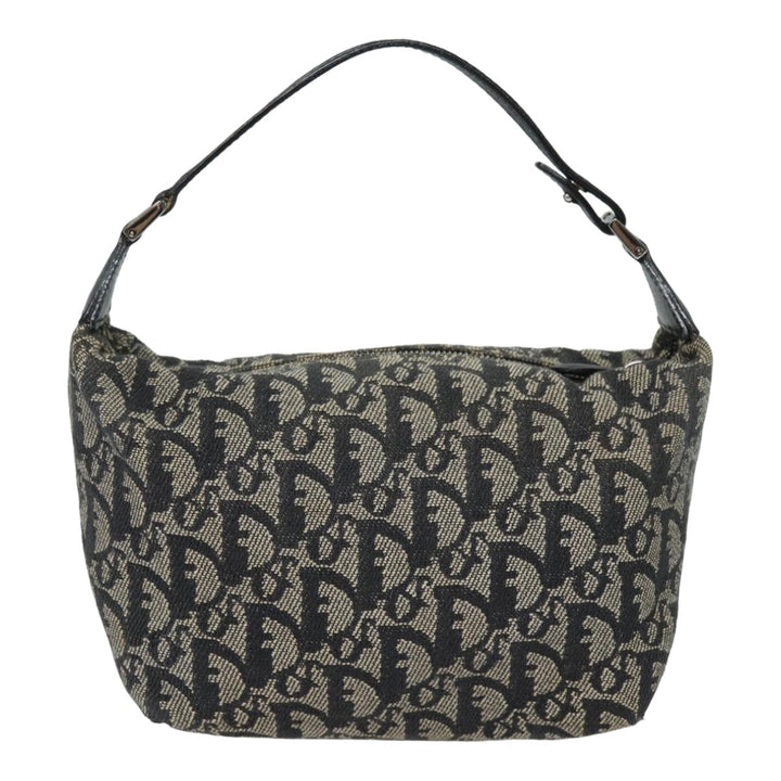 CHRISTIAN Top quality Dior Trotter Canvas Hand Bag Canvas Navy Auth 84218