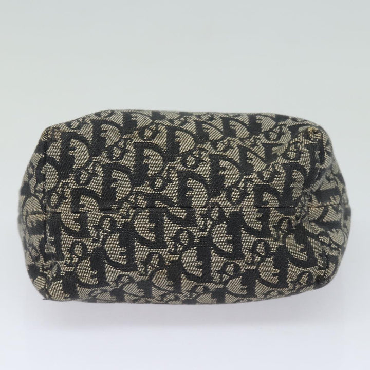CHRISTIAN Top quality Dior Trotter Canvas Hand Bag Canvas Navy Auth 84218