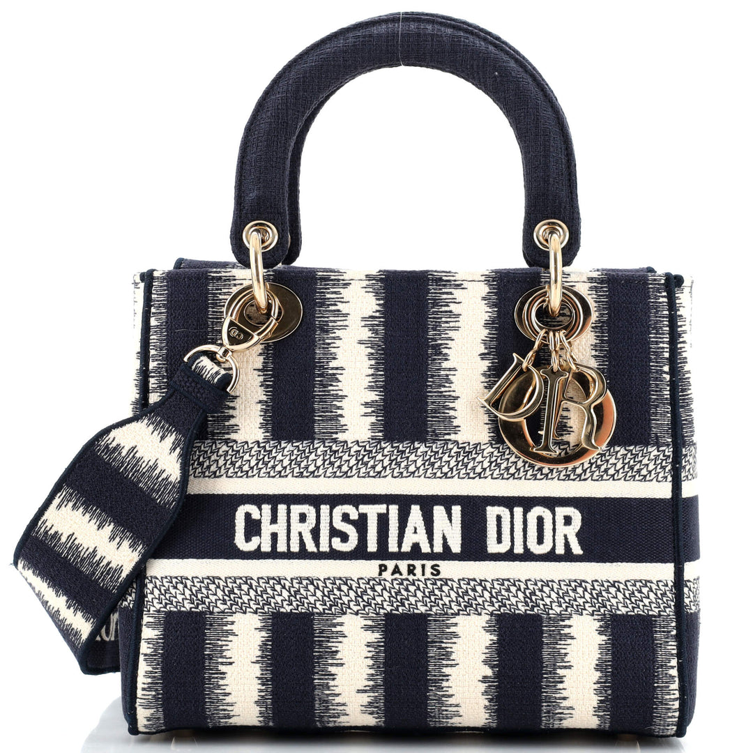 Top quality Dior Lady D-Lite Bag Striped Canvas Medium