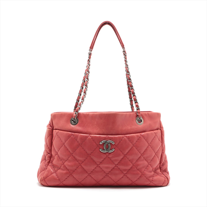 Top Quality Chanel Coco Leather Chain Top Bag Red Black X Silver G  18th