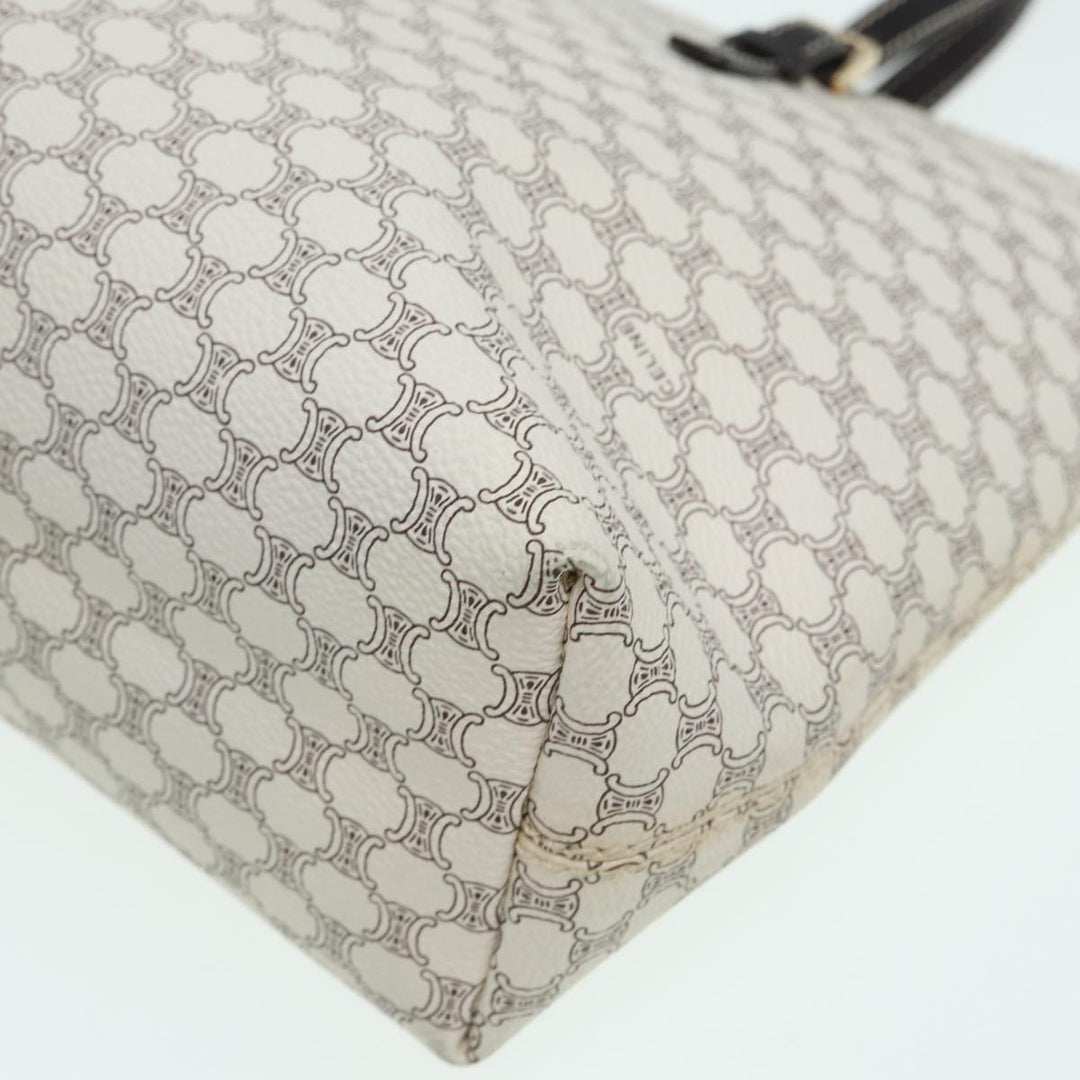 Celine Macadam Canvas Tote Bag PVC Leather White Auth 84421