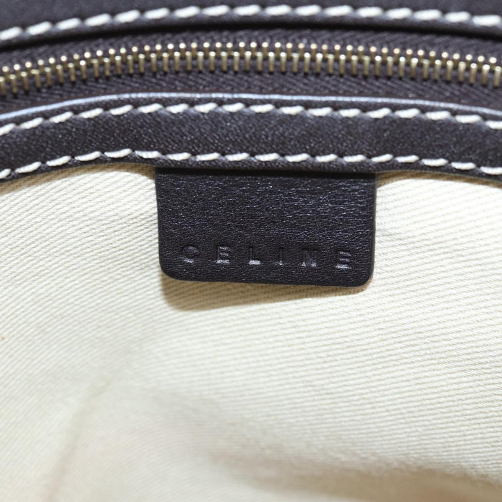 Celine Macadam Canvas Tote Bag PVC Leather White Auth 84421