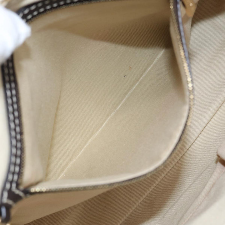Celine Macadam Canvas Tote Bag PVC Leather White Auth 84421