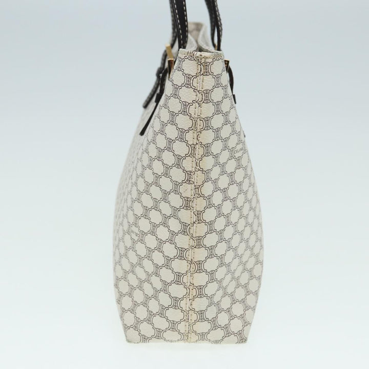 Celine Macadam Canvas Tote Bag PVC Leather White Auth 84421