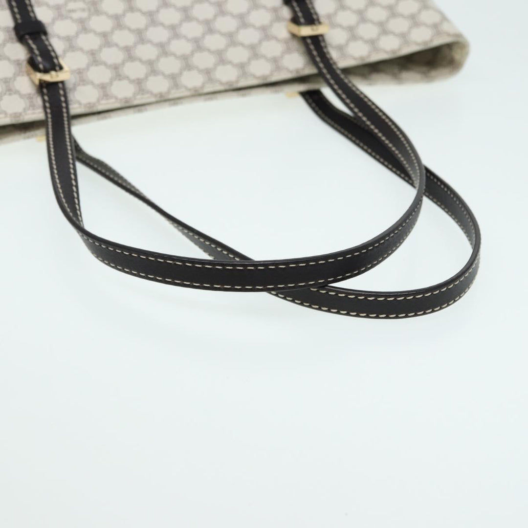 Celine Macadam Canvas Tote Bag PVC Leather White Auth 84421