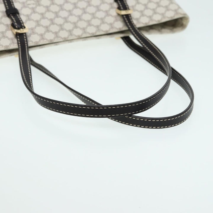 Celine Macadam Canvas Tote Bag PVC Leather White Auth 84421