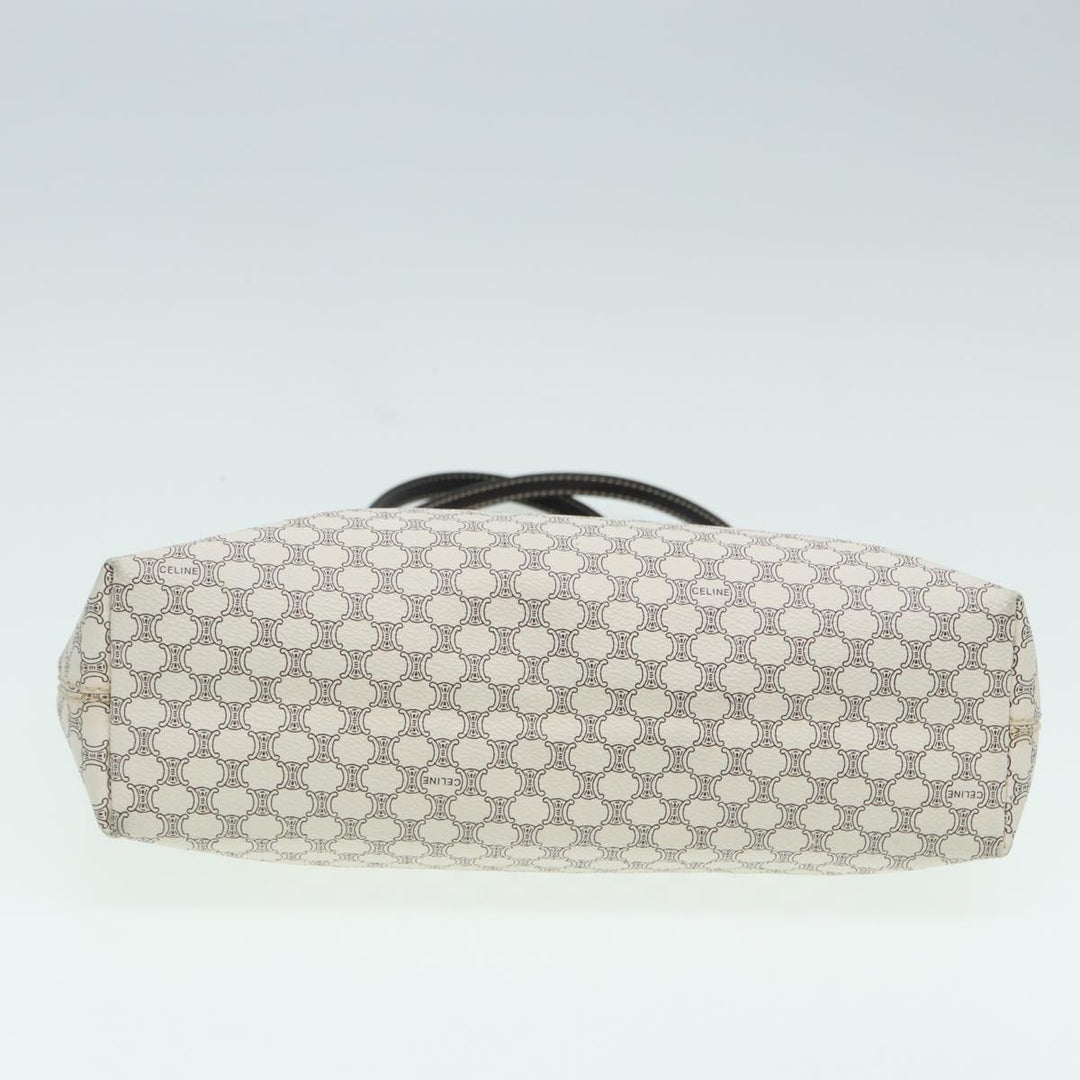 Celine Macadam Canvas Tote Bag PVC Leather White Auth 84421