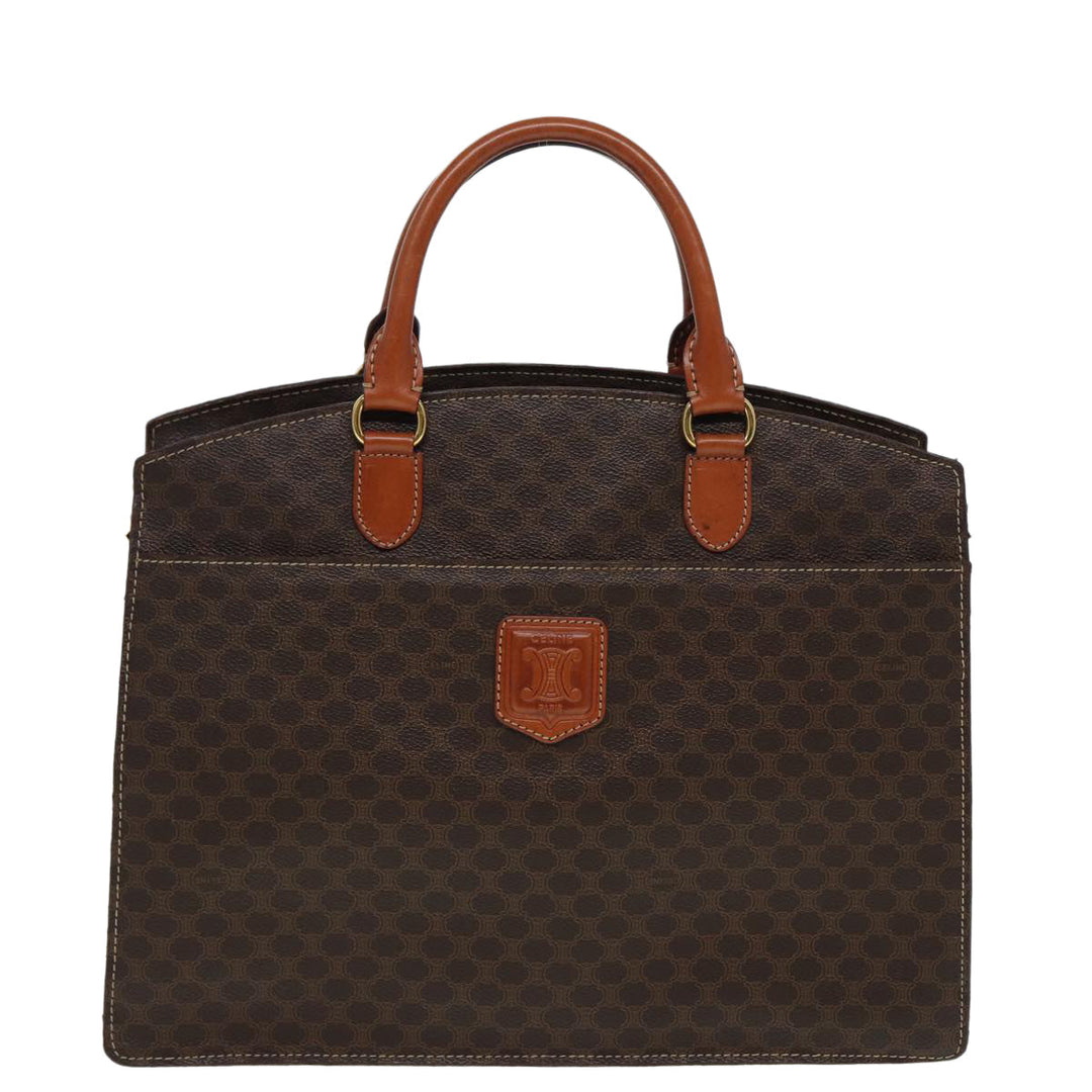 Celine Macadam Canvas  PVC Leather Brown Auth 84422