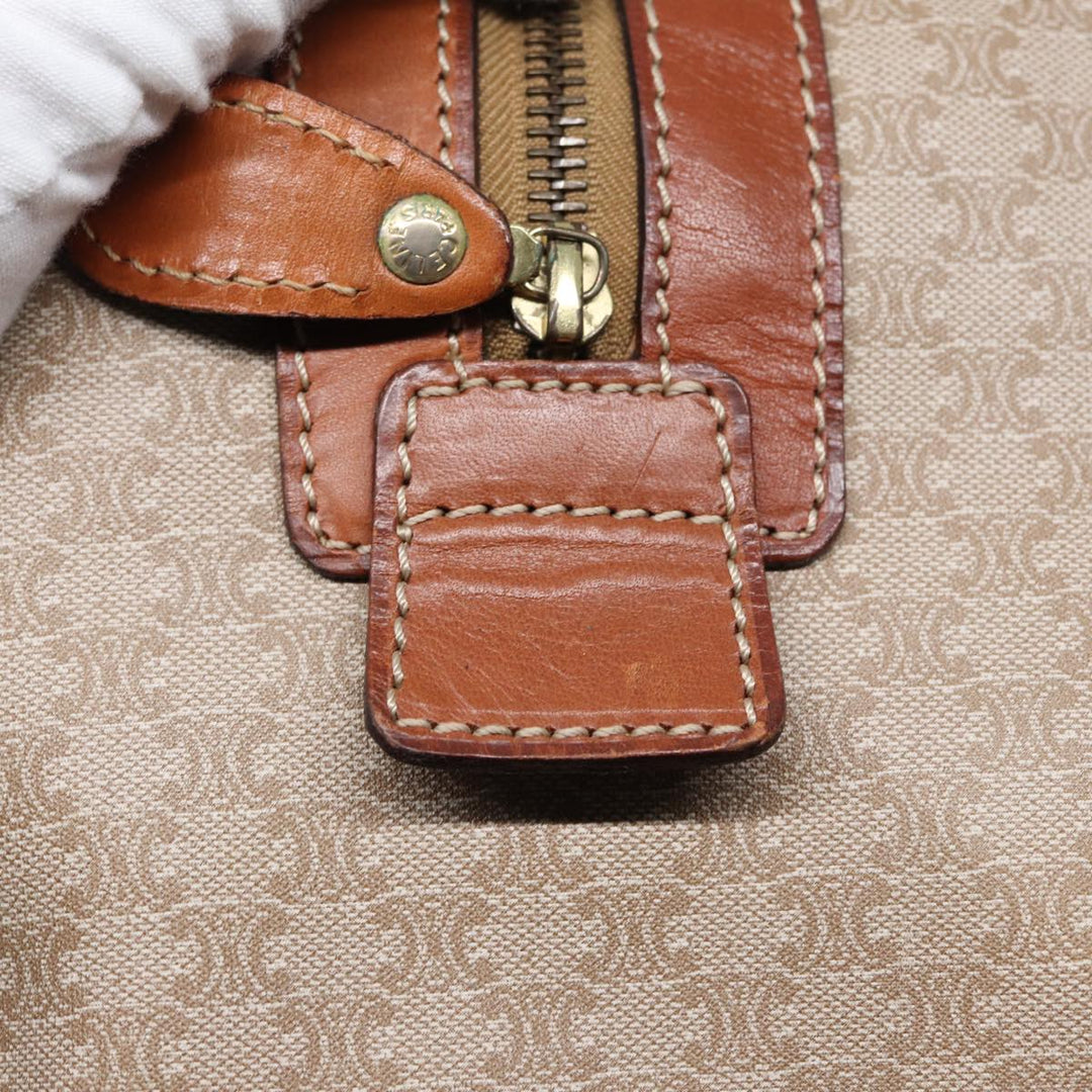 Celine Macadam Canvas Boston Bag Beige Auth 84441