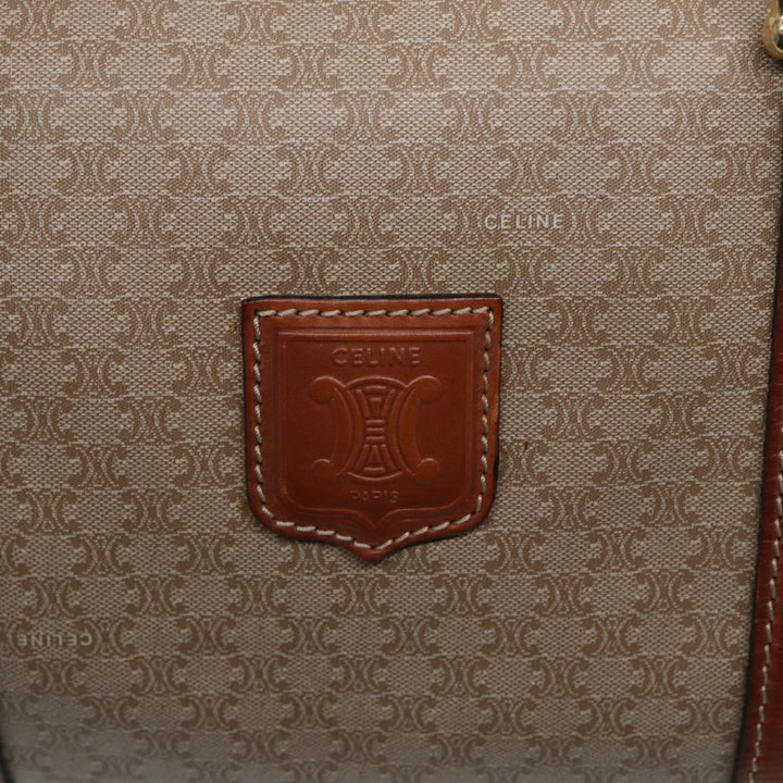 Celine Macadam Canvas Boston Bag Beige Auth 84441