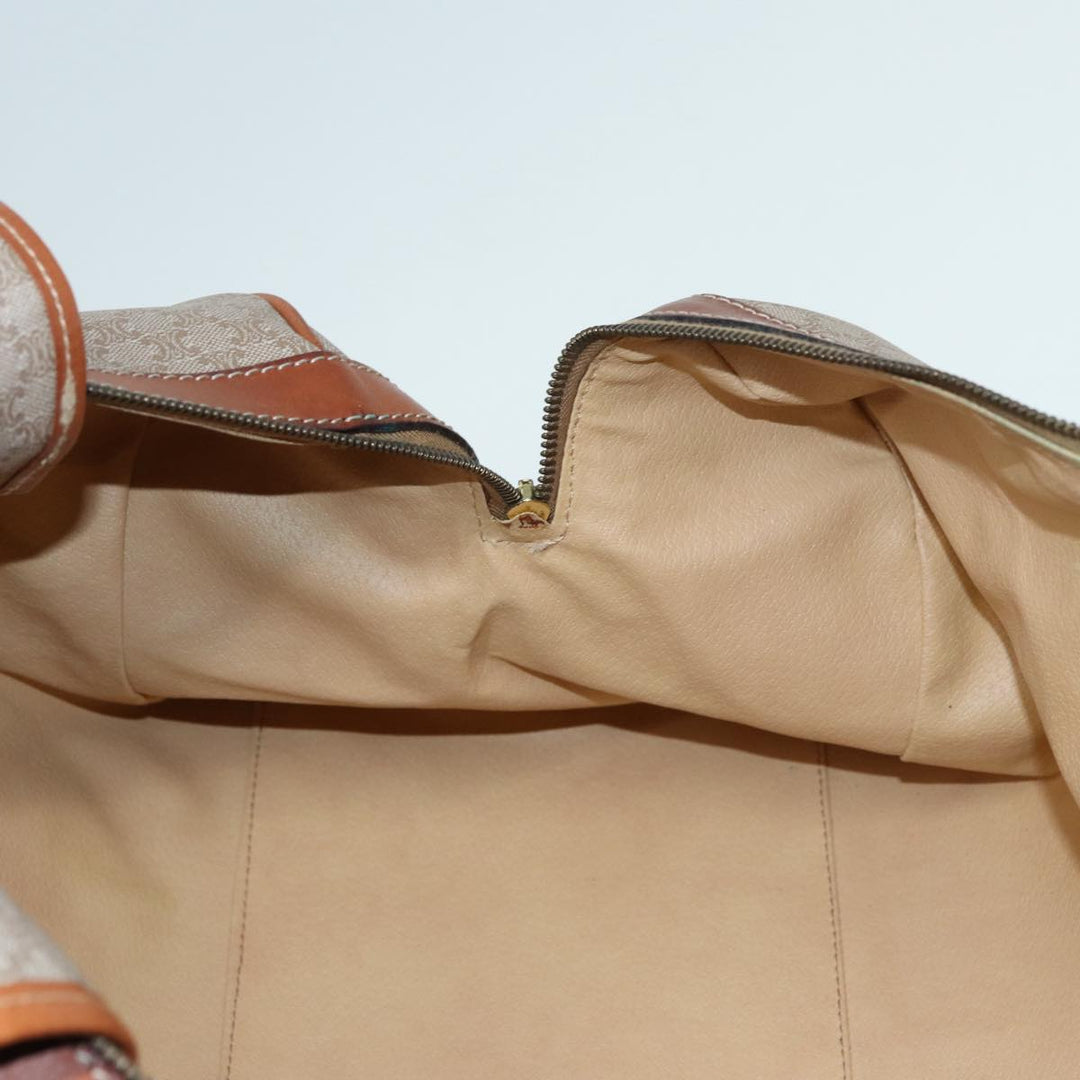 Celine Macadam Canvas Boston Bag Beige Auth 84441