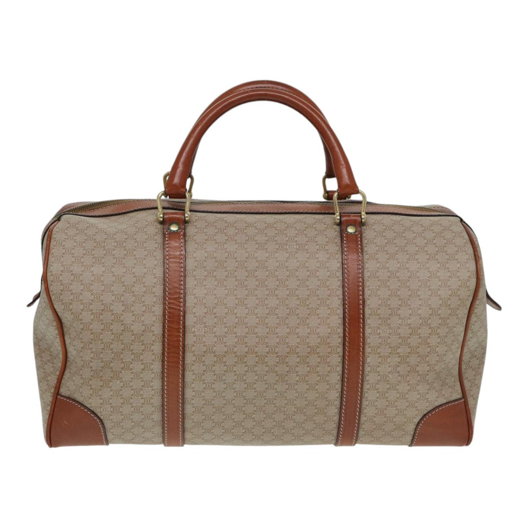Celine Macadam Canvas Boston Bag Beige Auth 84441