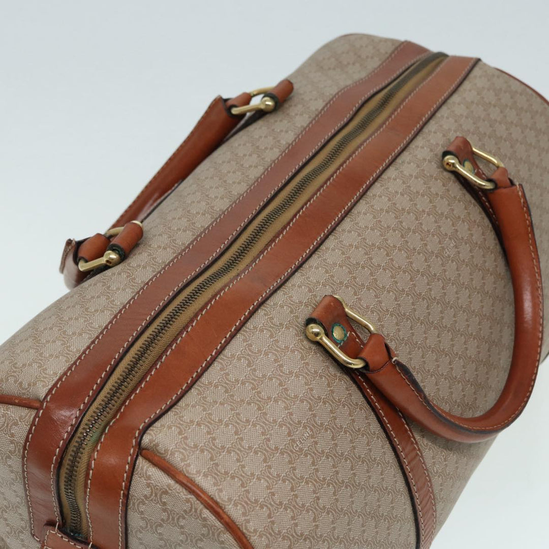 Celine Macadam Canvas Boston Bag Beige Auth 84441