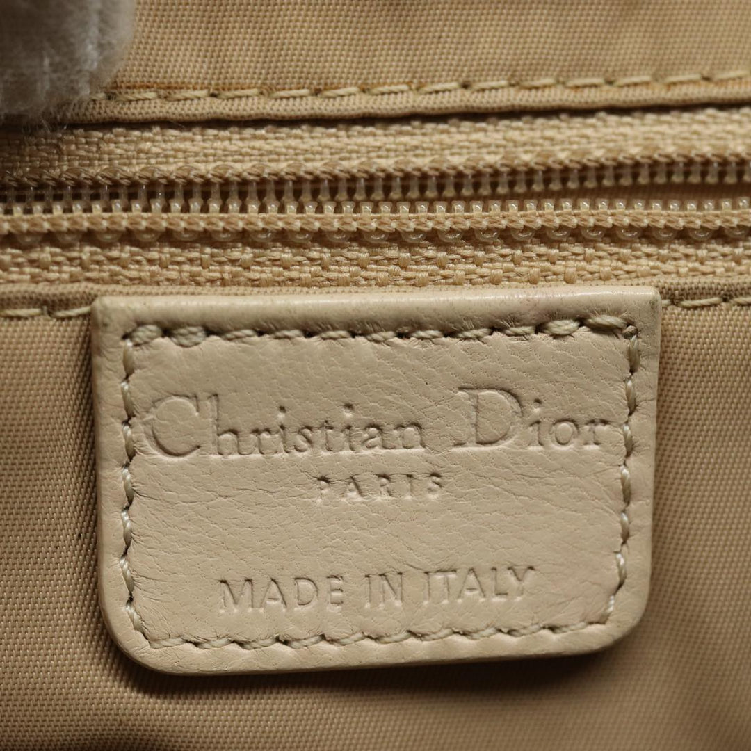 CHRISTIAN Top quality Dior Trotter Canvas Hand Bag PVC Leather Beige Auth 84477