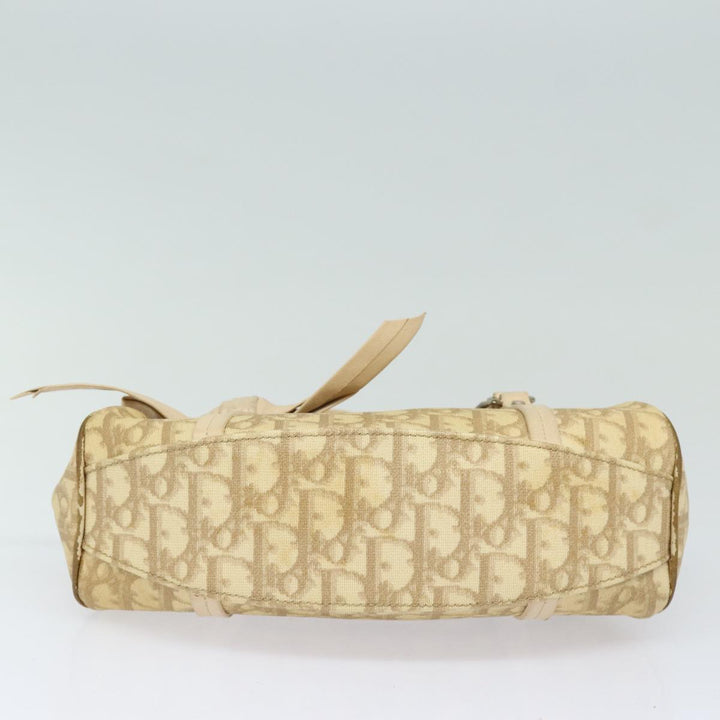 CHRISTIAN Top quality Dior Trotter Canvas Hand Bag PVC Leather Beige Auth 84477