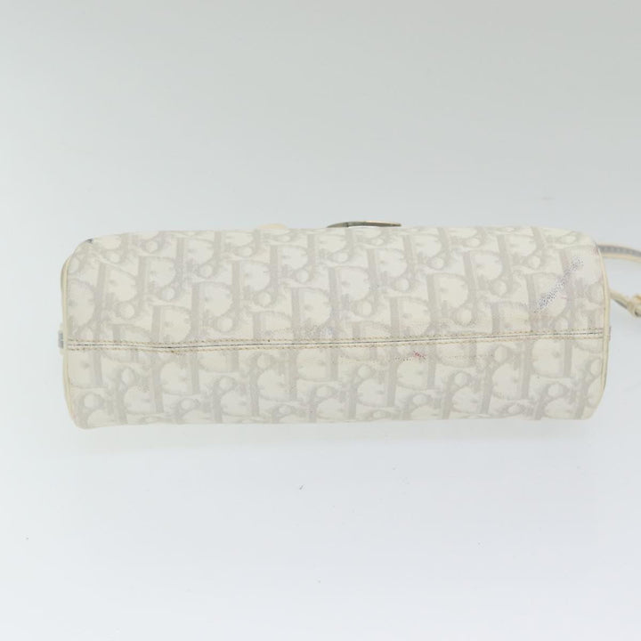 CHRISTIAN Top quality Dior Trotter Canvas Hand Bag PVC Leather White Silver Auth 84478