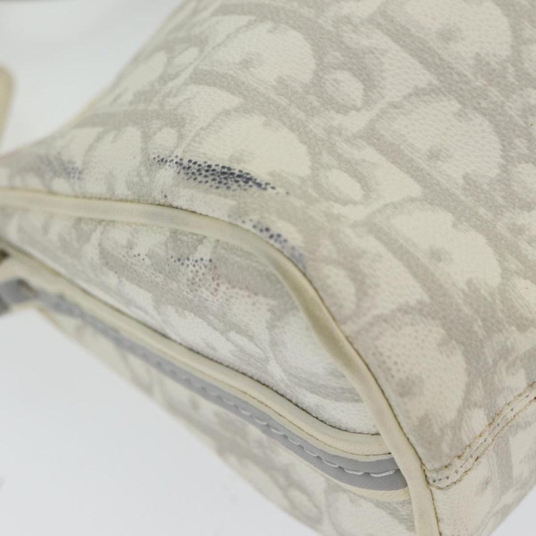 CHRISTIAN Top quality Dior Trotter Canvas Hand Bag PVC Leather White Silver Auth 84478