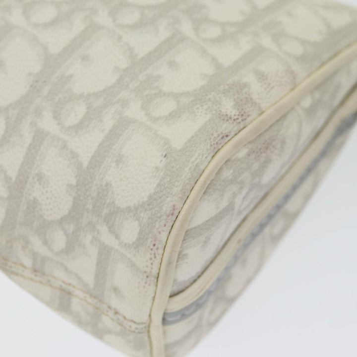 CHRISTIAN Top quality Dior Trotter Canvas Hand Bag PVC Leather White Silver Auth 84478