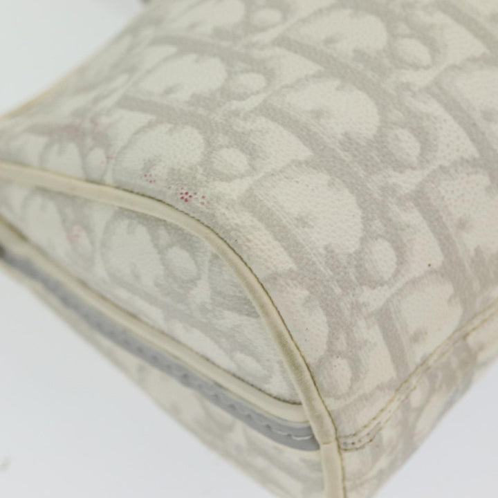 CHRISTIAN Top quality Dior Trotter Canvas Hand Bag PVC Leather White Silver Auth 84478