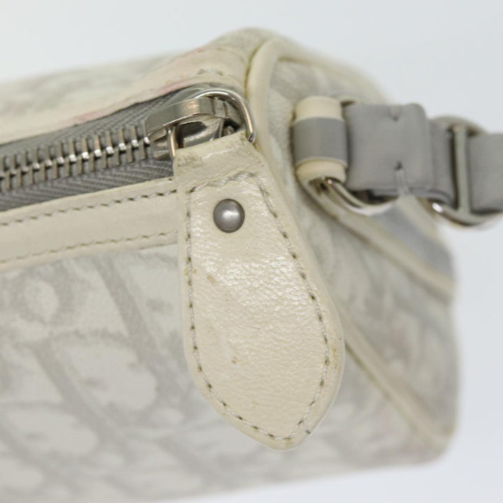 CHRISTIAN Top quality Dior Trotter Canvas Hand Bag PVC Leather White Silver Auth 84478
